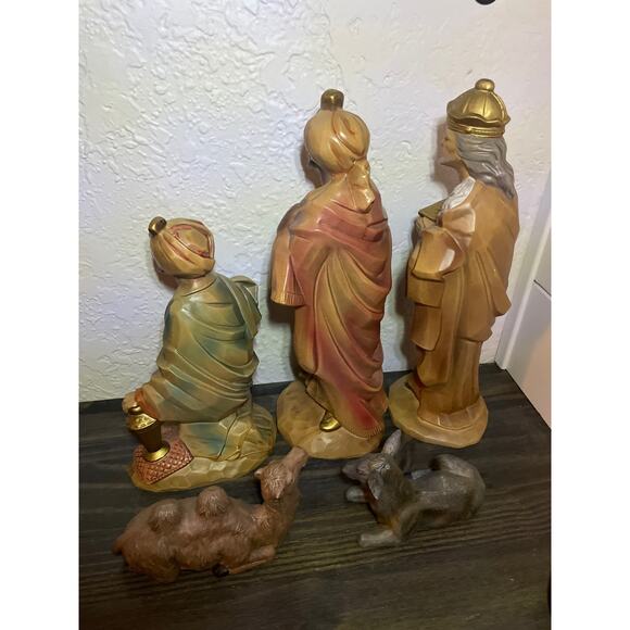 Vintage Lot 3 WISE MEN MAGI Nativity Replacement Figurines & Mule & Camel - Picture 8 of 8